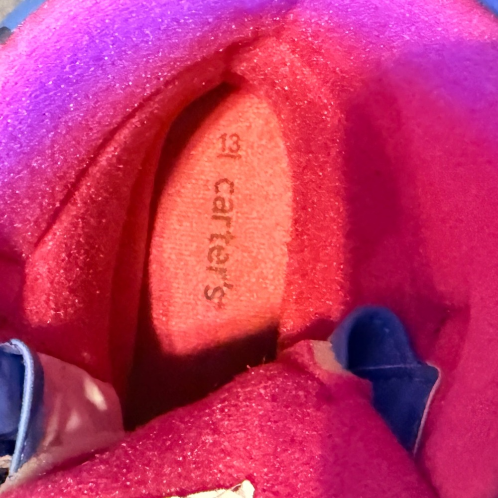 Girl’s Carter’s Pink & Blue Leopard‎ Deltha Velcro Snow Boots, Size 13 - Picture 7 of 8